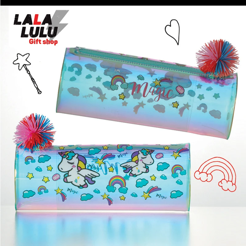 Чехол для карандашей с рисунком единорога из мультфильма круглая Волшебная