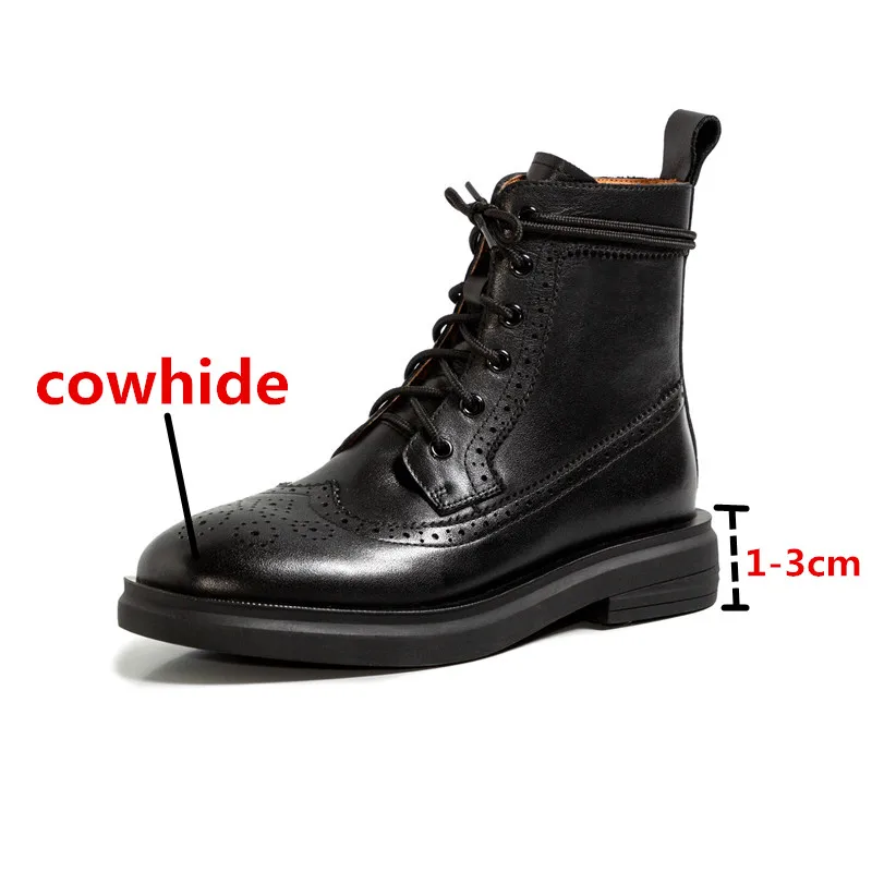 

Prova Perfetto Retro Genuine Leather Women's Ankle Boots Round Toe Cross-tied Low Heel Outdoor Shoes Fashion Botas Mujer