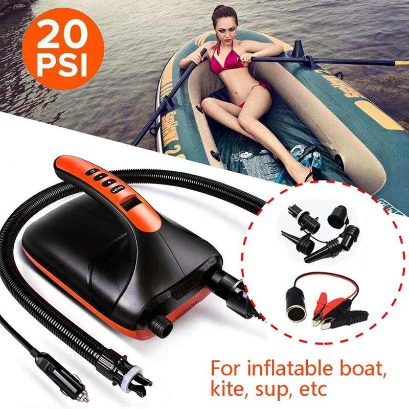

12V ligent Inflatable Pump 20PSI SUP-Electric Air Pump with Dual Stage for Inflatables Boats, Tent, Paddle Board
