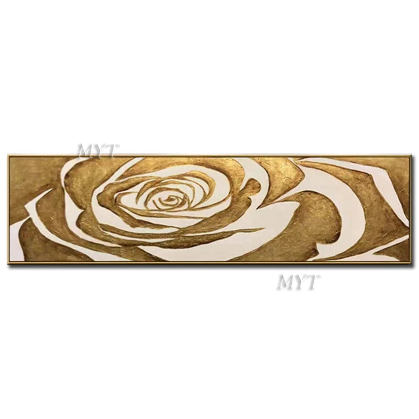 

Картина маслом Золотая Роза абстрактная 100% ручная роспись современное высокое качество украшение на холсте настенное искусство для дома б...