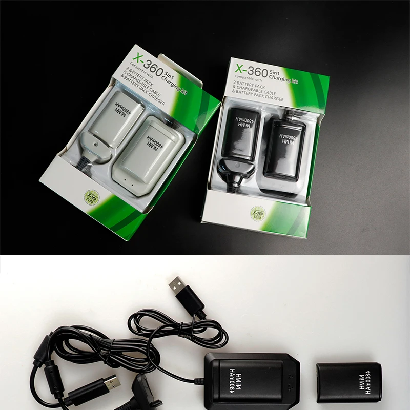 Двойная перезаряжаемая батарея+ USB кабель для зарядного устройства для xbox 360 беспроводной контроллер EM88