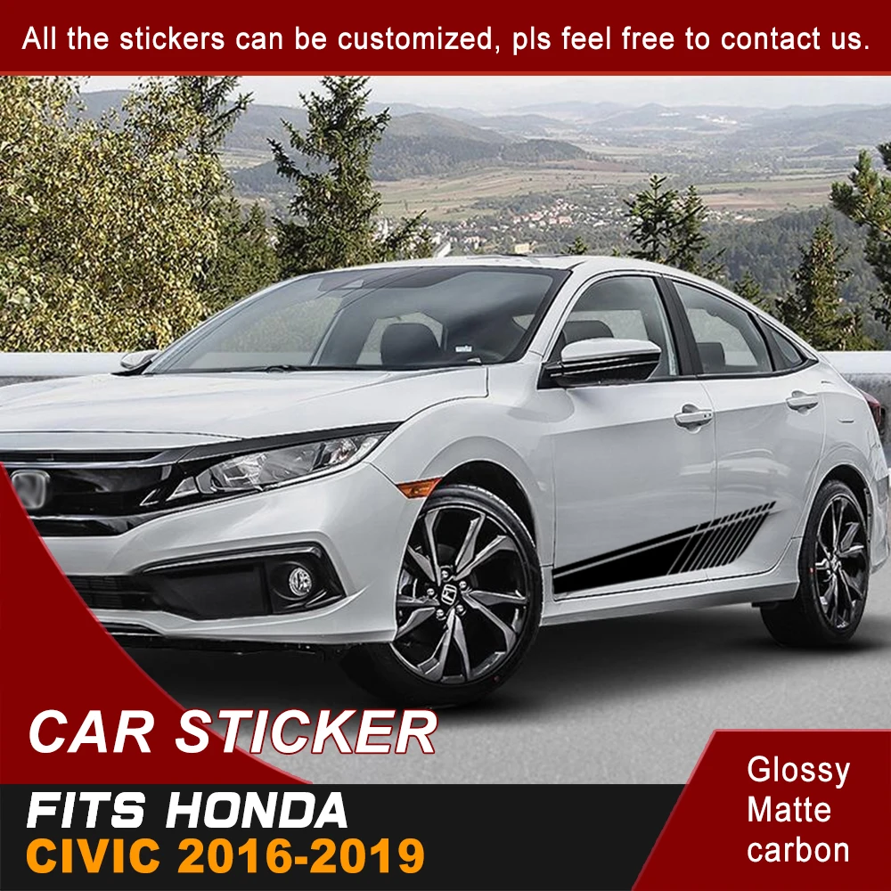 

Автомобильные наклейки подходят для HONDA CIVIC 2016-2019 гонки Боковая дверь кузов полоса Графический виниловый модифицированный Декор Автомобиль...