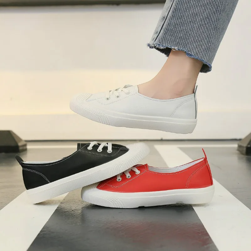 Spring/Autumn Fashion Women Shoes The New Casual Mixed Colors Lace-Up Round Toe Shallow Breathable High Quality Thick bottom PU