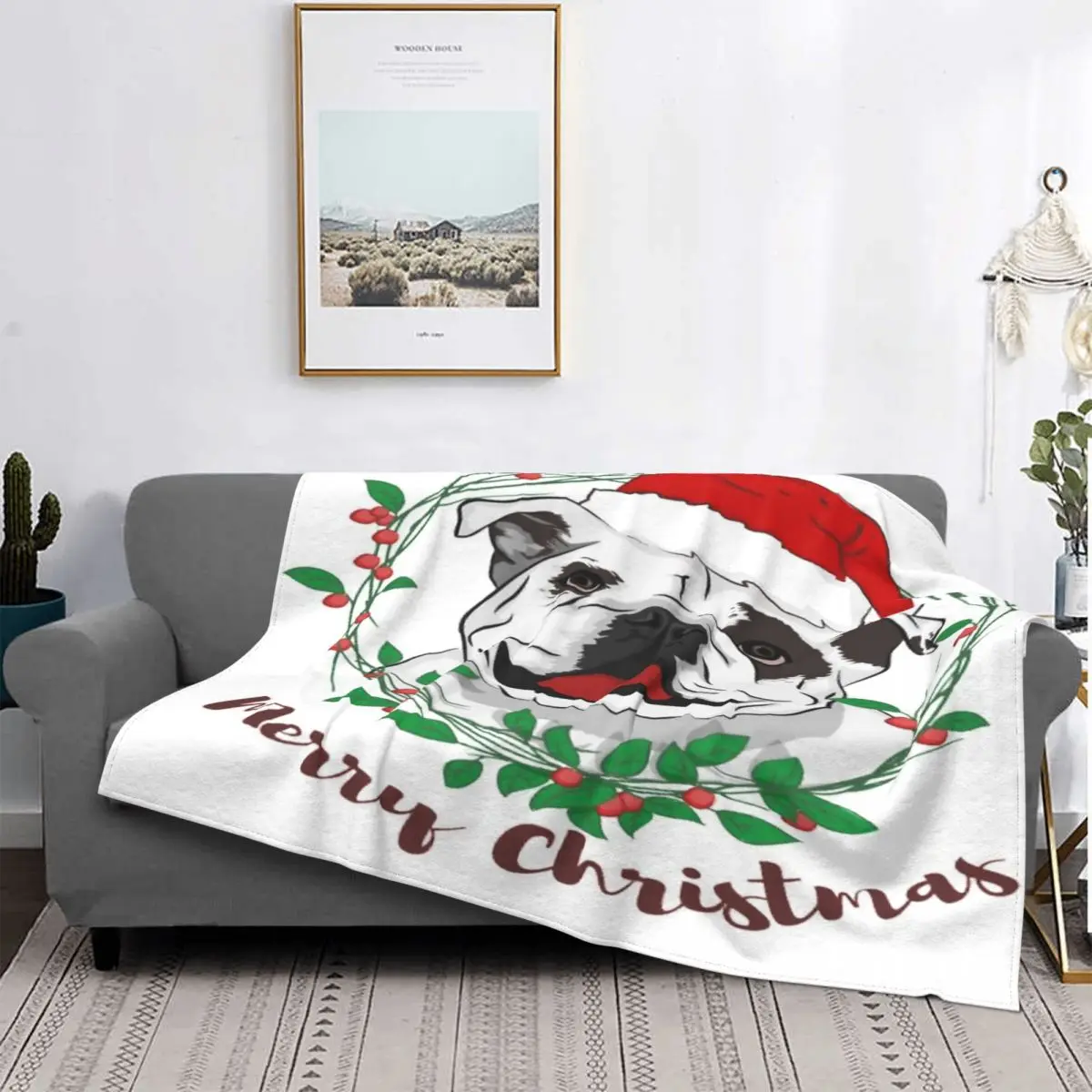 

Manta de Bulldog de Feliz Navidad, a cuadros para cama colcha, manta Kawaii, colcha, 220x240