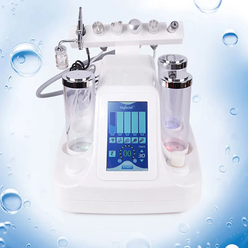 6 в 1 Гидро дермабразия Аква пилинг Уход за чистой кожей БИО Свет РФ Вакуумная очистка лица Гидро вода Кислородный джет Красота Машина включена.