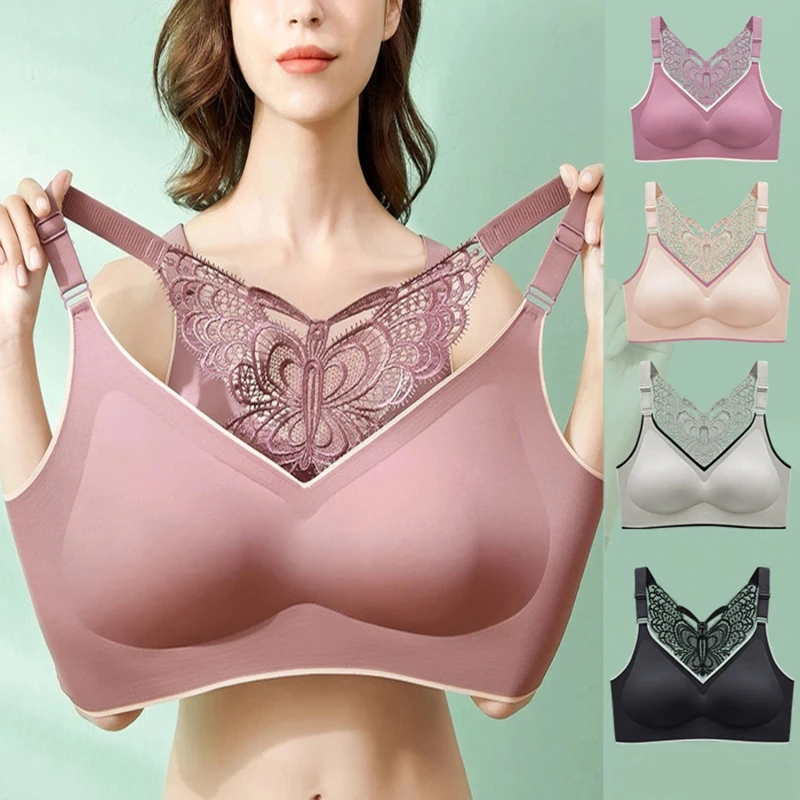 

Plus Size Bras For Women 3XL 4XL 5XL Large Size Bralette Seamless Women Bra Beauty Back Butterfly Push Up Bra Wireless Underwear