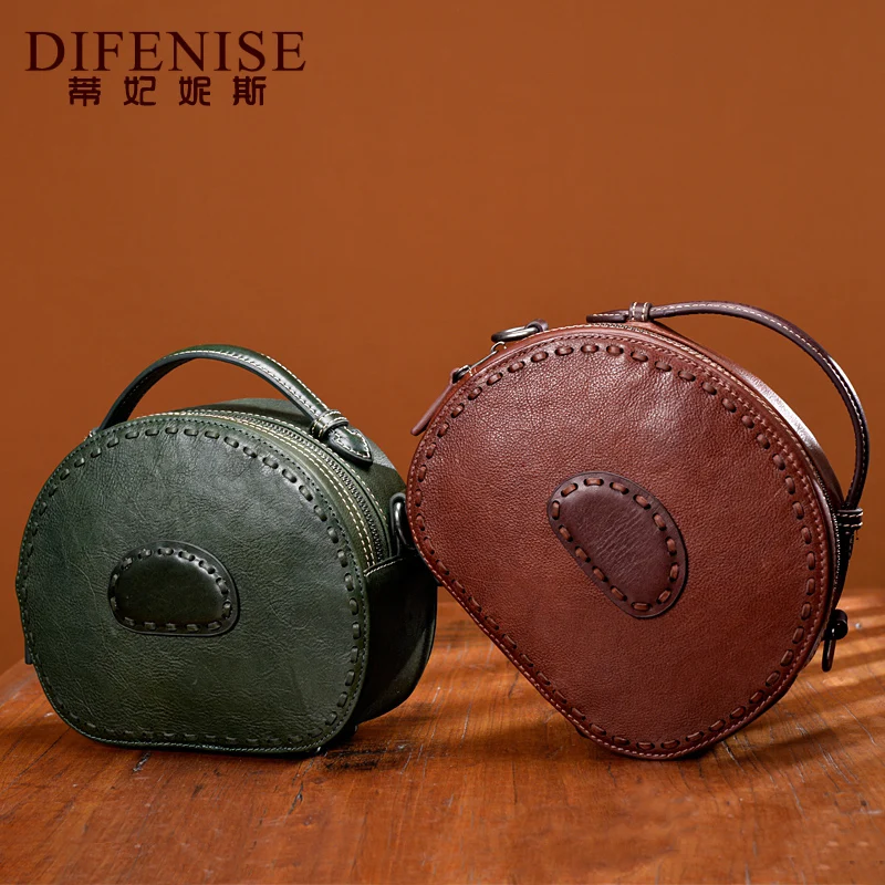 

2020 New Arrivals Vintage Small Women Messenger Genuine Bags Flap Top Handle Cow Leather Handbag Solid Crossbody Bags