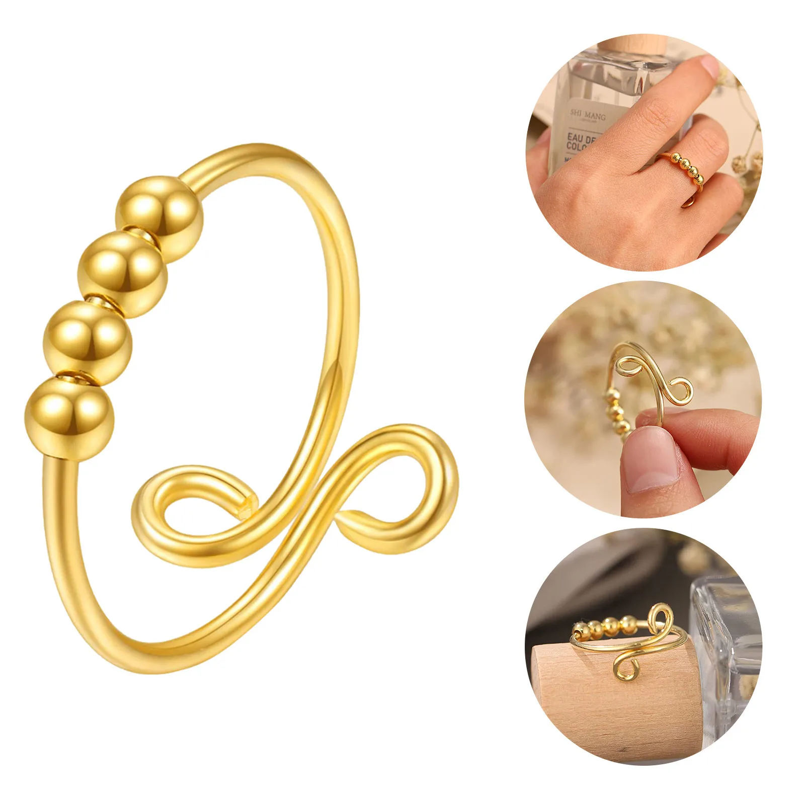 

Fashion Design Metal Rings For Anxiety For Women Ring Adjustable Finger Single Coil Spiral Jewelry Ring Gifts Accessories #672