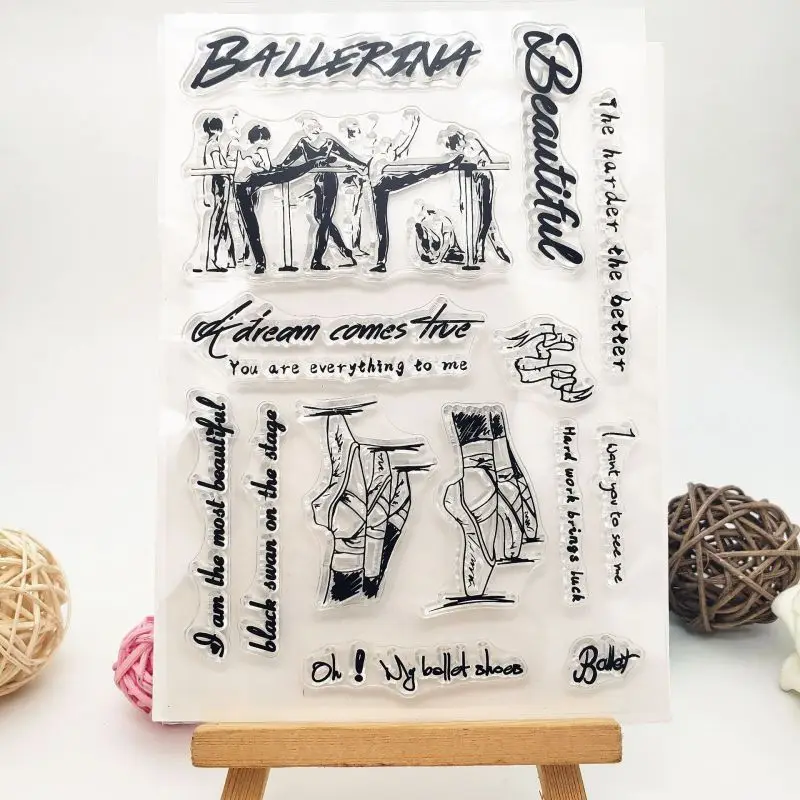 

Ballet the Harder the Better Phrase Transparent Silicone Stamps Seal for DIY Scrapbooking Photo Album Decorative Clear Stamp