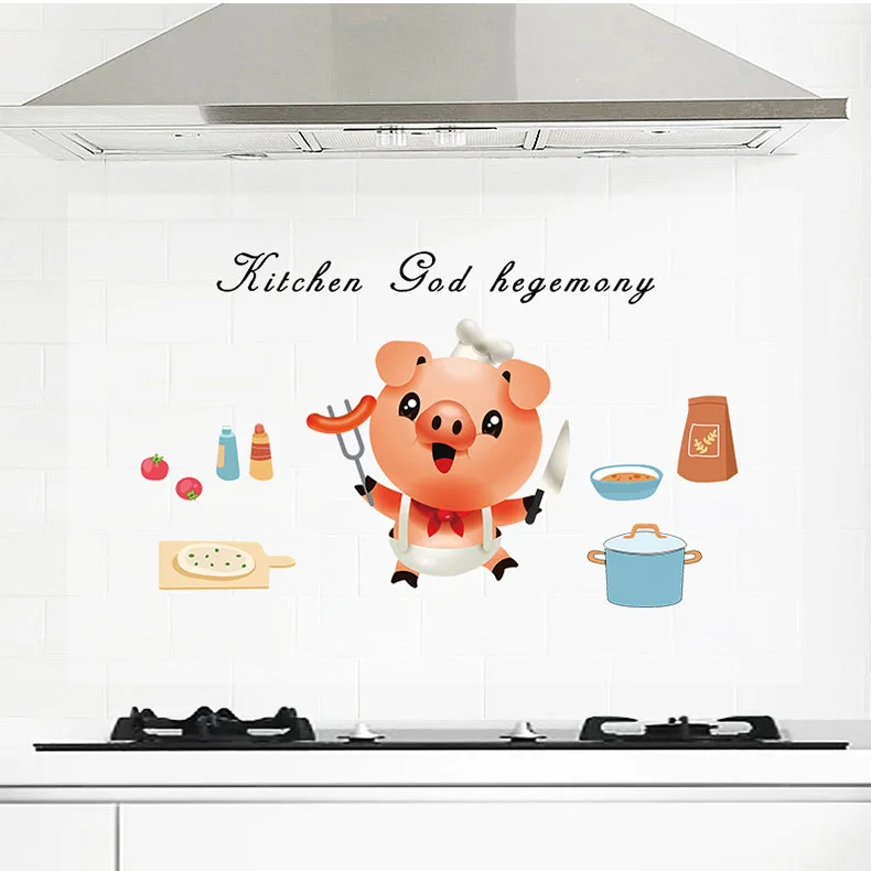 

Happy Fruits Kitchen Oil-proof Wall Decor Stickers High Temperature Waterproof Tile Sticker Cabinet Hood Murals 3D Wallpaper