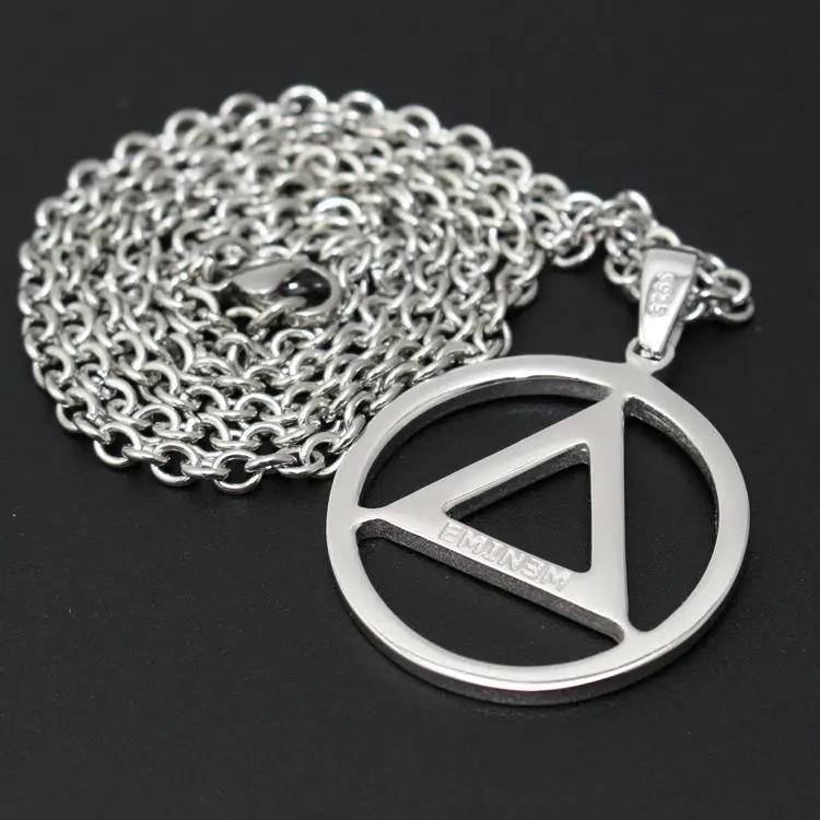 

Eminem Necklace Slim Shady Hip Hop Rapper Rock Popular Logo Symbol 925 Sterling Silver Pendant Music Jewelry For Men Fans Gifts