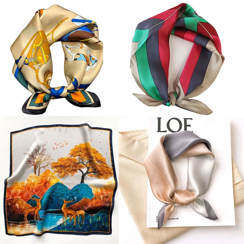 Женский квадратный шарф из 100% натурального шелка, маленькая бандана в горошек с принтом 2022, головной платок, женский шарф, шарфы из натурального шелка, шали, палантины