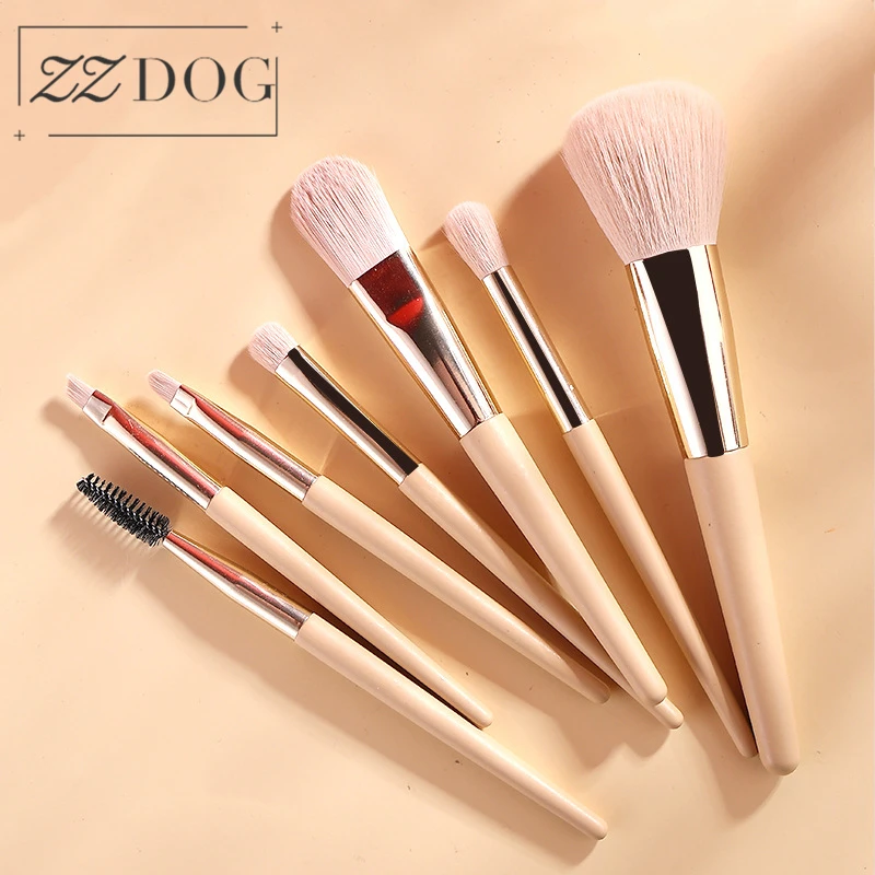 

ZZDOG 7Pcs Professional Cosmetics Tools Kit Powder Foundation Eye Shadow Blending Eyebrow Makeup Brushes Set Wooden Handle New