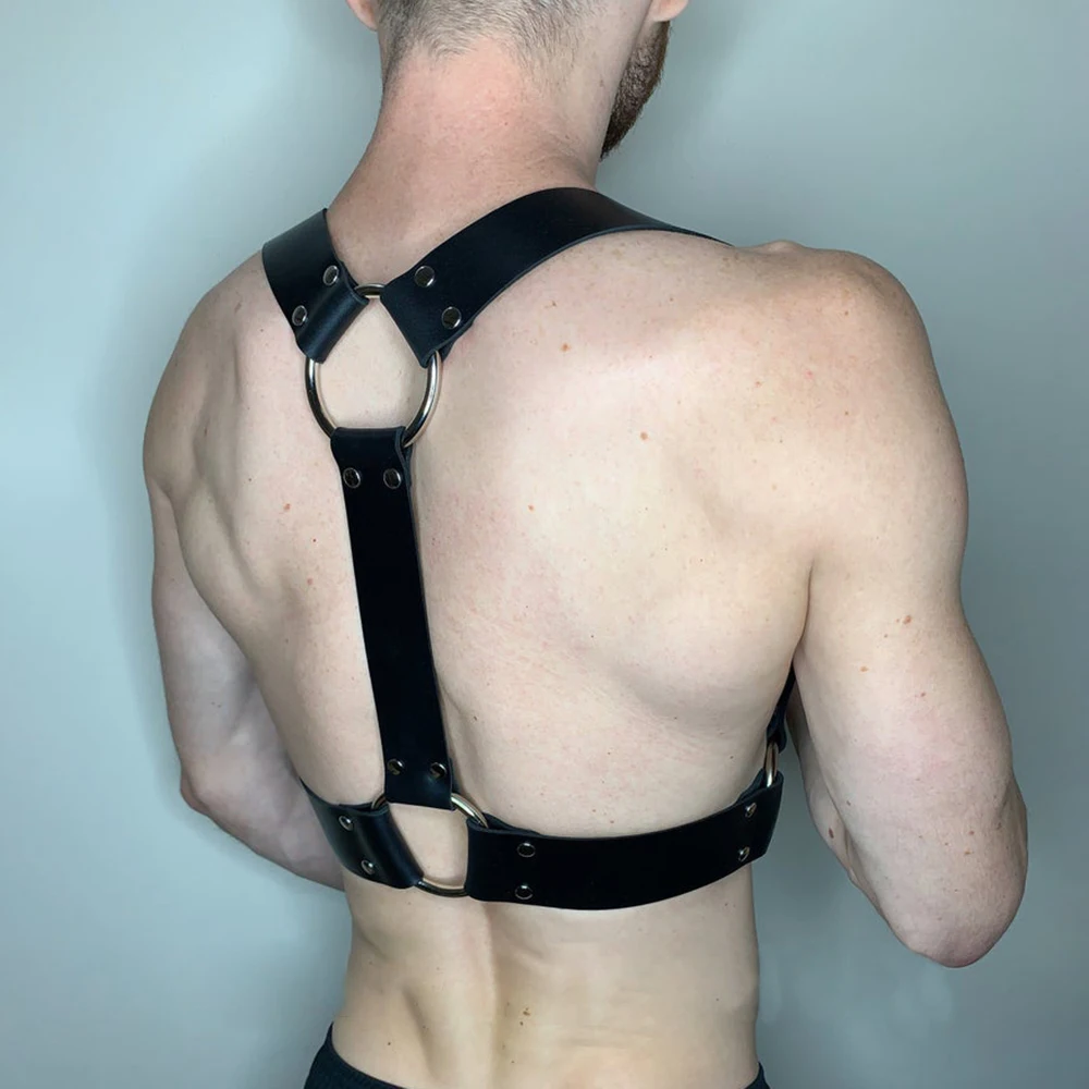 Для мужчин кожаный регулируемый нагрудный портупея с подтяжками черные подвязки