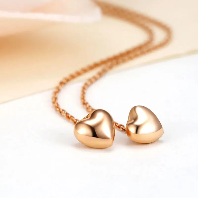 Женские серьги-гвоздики из розового золота в форме сердца 86 мм | Украшения и