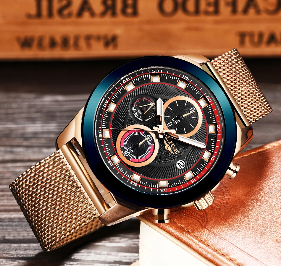 Relogio Masculino Для мужчин s часы lige top бренд Роскошные спортивные часы Для мужчин Повседневное Модные кварцевые часы с кожанным ремешком Водонепроницаемый часы