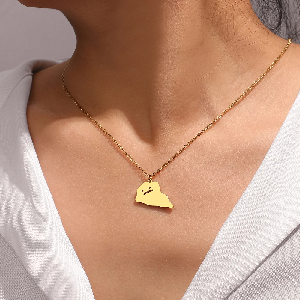 

Stainless Steel Necklaces Hip Hop Style Little Ghost Gothic Pendant Chain Collar Fashion Necklace For Women Jewelry Party Gifts