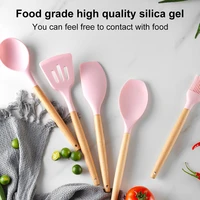 wooden silicone kitchen utensil nonstick utensils cooking tool spoon soup ladle turner spatula tong cookware baking gadget