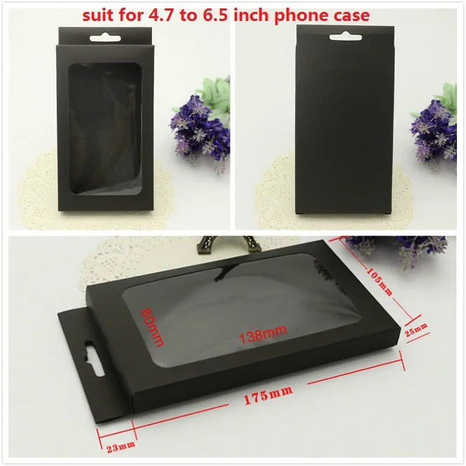 

175*105*25mm Cell Phone Case Retail Package Black Blank Paper Packaging Box For Iphone 11 Pro Max Xs XR Galaxy Note 8 9 10 Case