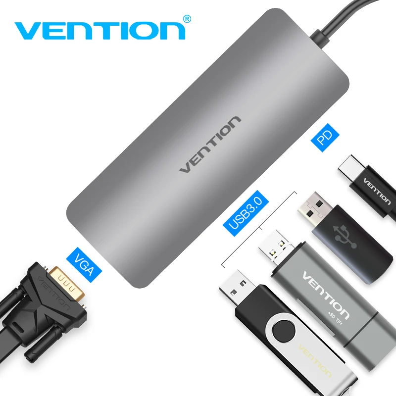Vention USB C к VGA концентратор 1080P 60 Гц USB 3,0 концентратор тип-c к VGA конвертер для MacBook Pro Chromebook Pixel Thunderbolt 3 адаптер