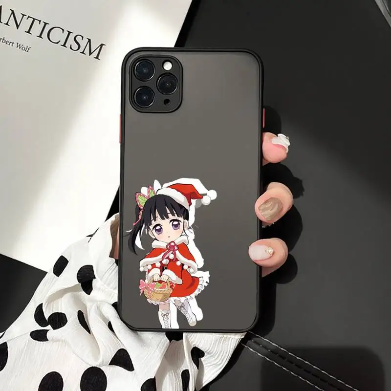 

Christmas Demon Slayer Phone Case Matte Transparent for iPhone 7 8 11 12 s mini pro X XS XR MAX Plus cover funda