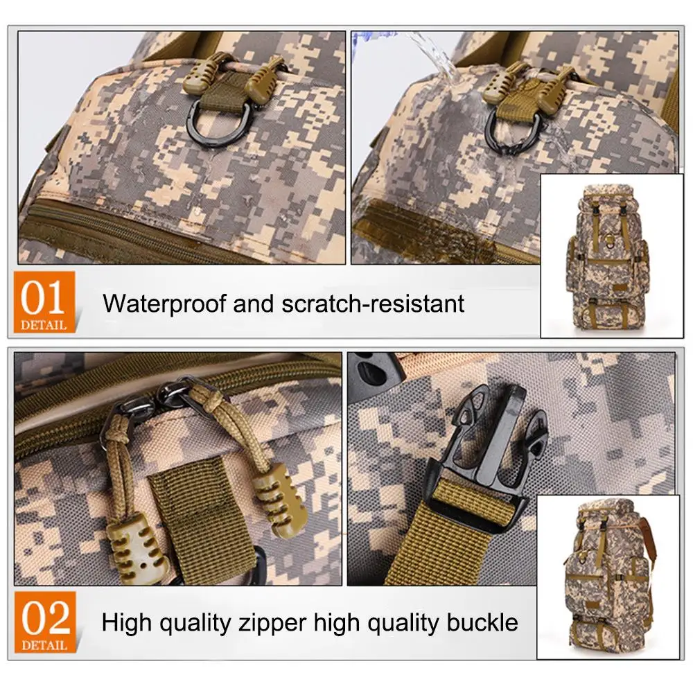 

70/80/90L Backpack Traveling Backpack Mountaineering Backpack 7cm Picnic High Capacity Knapsack Field Survival Rucksack