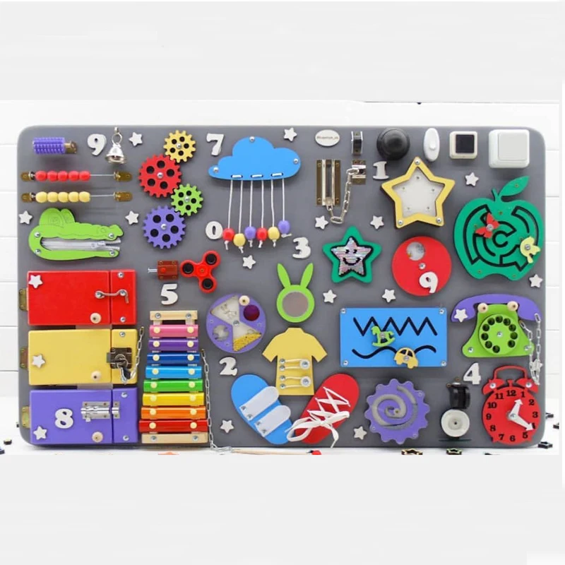 

Busy Board DIY Toys Montessori Lock Mobile Children Wood Chips Skill Training Parent-Child Game Puzzle Intelligence Development