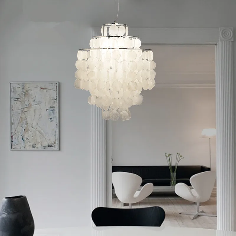 DIY modern white natural seashell pendant lamp fixture E27 Lights Dia 26/30/45cm Shell lamps for bedroom home living room | Освещение