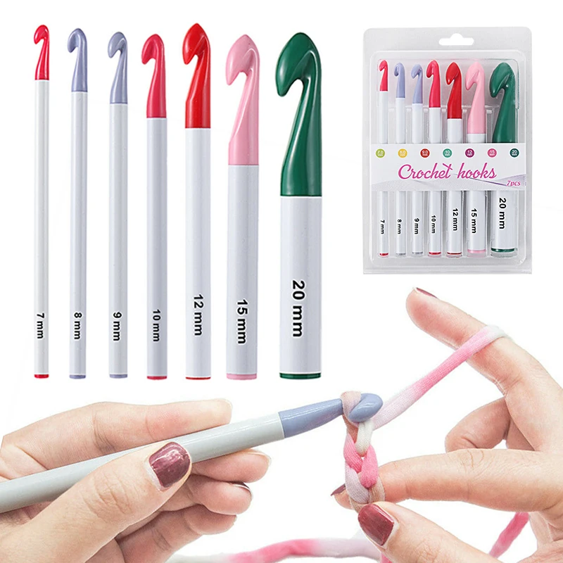 

7 шт набор крючков для многоцветный 7-20 мм Пластик вязальные крючки Вязание Игла DIY пряжа тканый свитер Вязание одежды инструмент