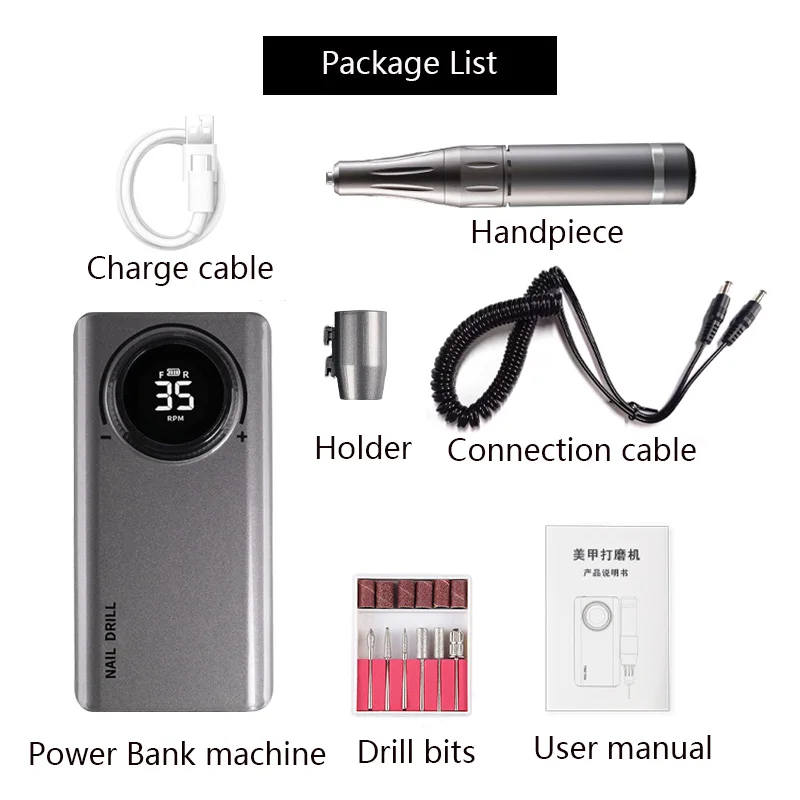 

35000RPM Rechargeable Nail Drill Machine Portable Nail Drill Machine Manicure Drill Pedicure Professional Nail Drill Polisher