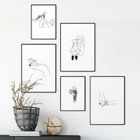 canvas painting mother and child line drawing poster print nordic modern minimalist wall art pictures for baby room home decor