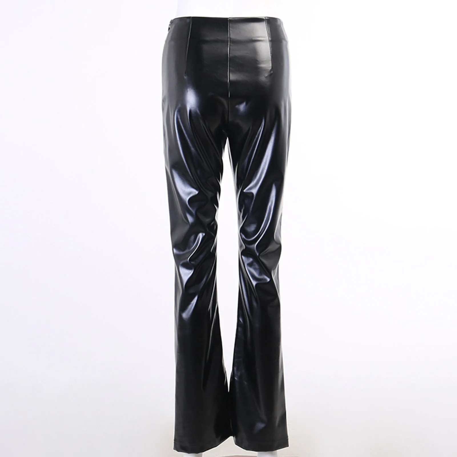 

Midnight Faux PU Leather Skinny Pants Ribbon Criss Cross Women High Waist Pencil Trousers Fashion Fall 2020 Clothing