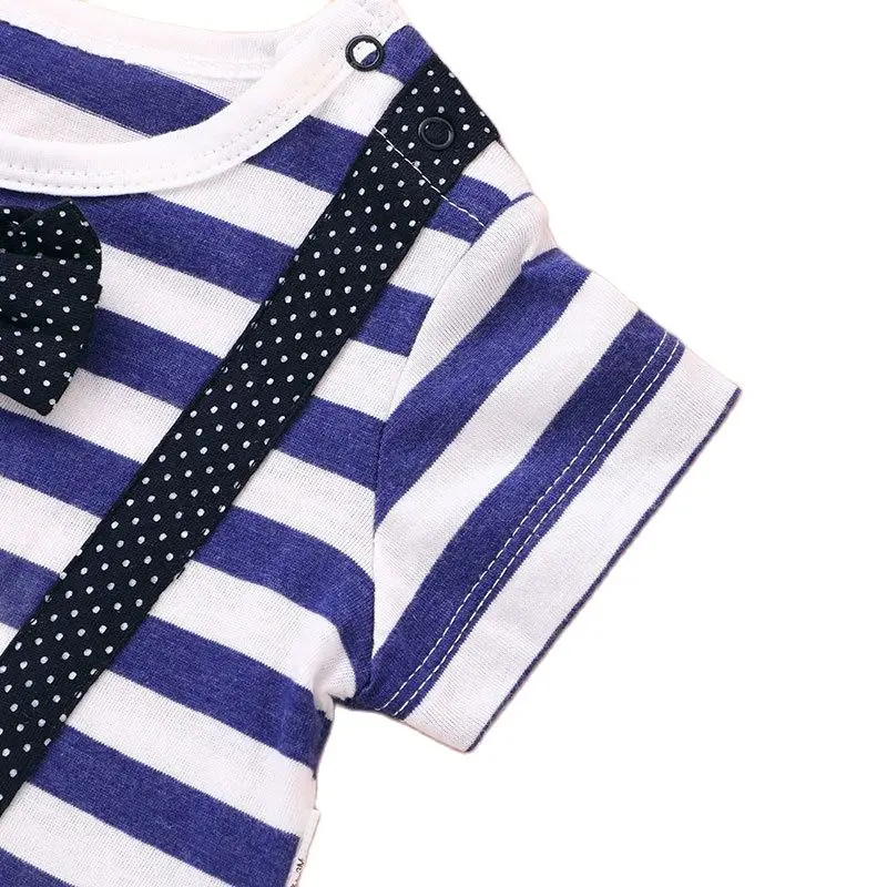 

Summer Baby Gentleman Jumpsuits Striped Jumpsuit Newborn Boy Cotton Casual Bodysuit For Infant Baby Boys Clothing