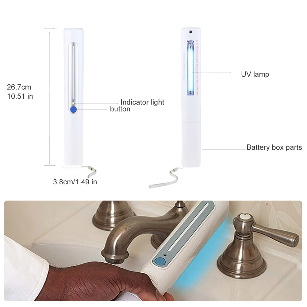 

Germicidal Sterilizer UV Led UV disinfection lamp 5V battery charging portable UV disinfection lamp wavelength Deodor Bar Tube