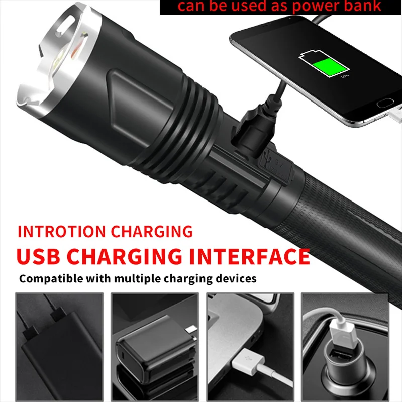 구매 2021 XHP110 랜턴 LED Xlamp 가장 강력한 손전등 캠핑 토치 방수 Lanterna USB 줌 전술 조명 18650 26650