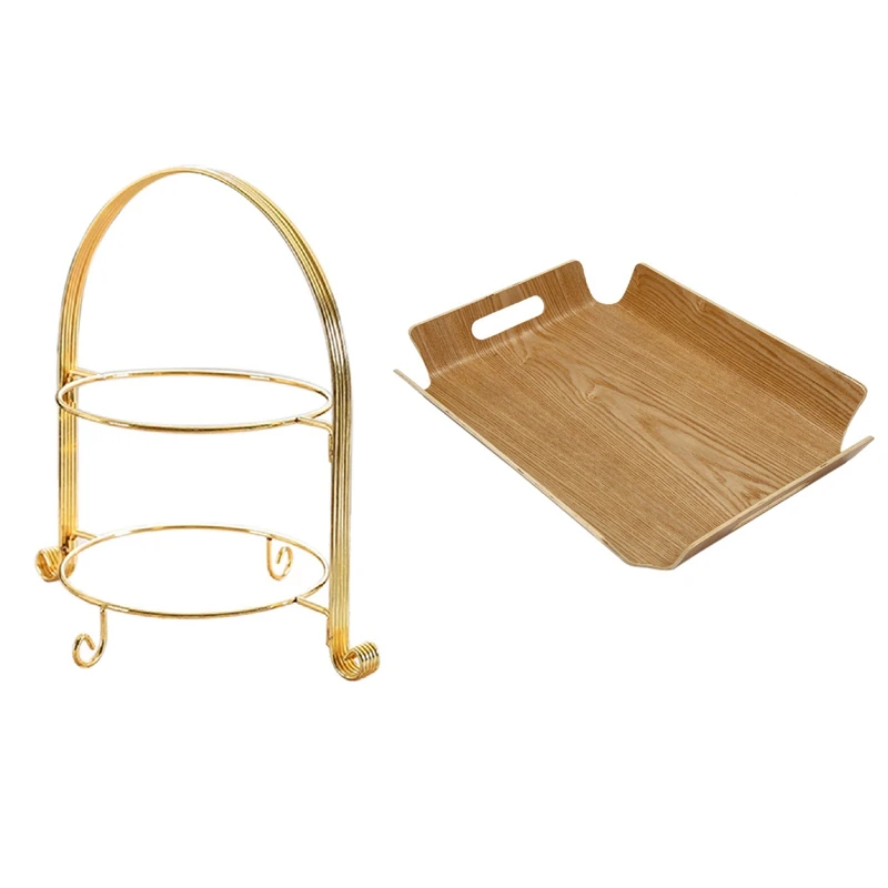 

Большая сделка 1 шт. деревянный поднос для хлеба деревянная подставка для кофе с ручками и 1 шт. Фруктовая тарелка двухслойная стойка для зак...