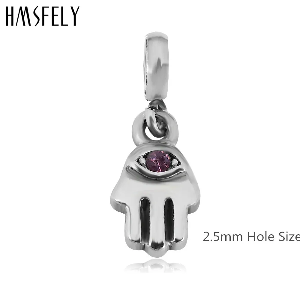 HMSFELY 316L Stainless Steel Crystal Fatima Hand Pendant Accessories For DIY Charm Bracelet Necklace Jewelry Making 2.5mm Hole | Украшения
