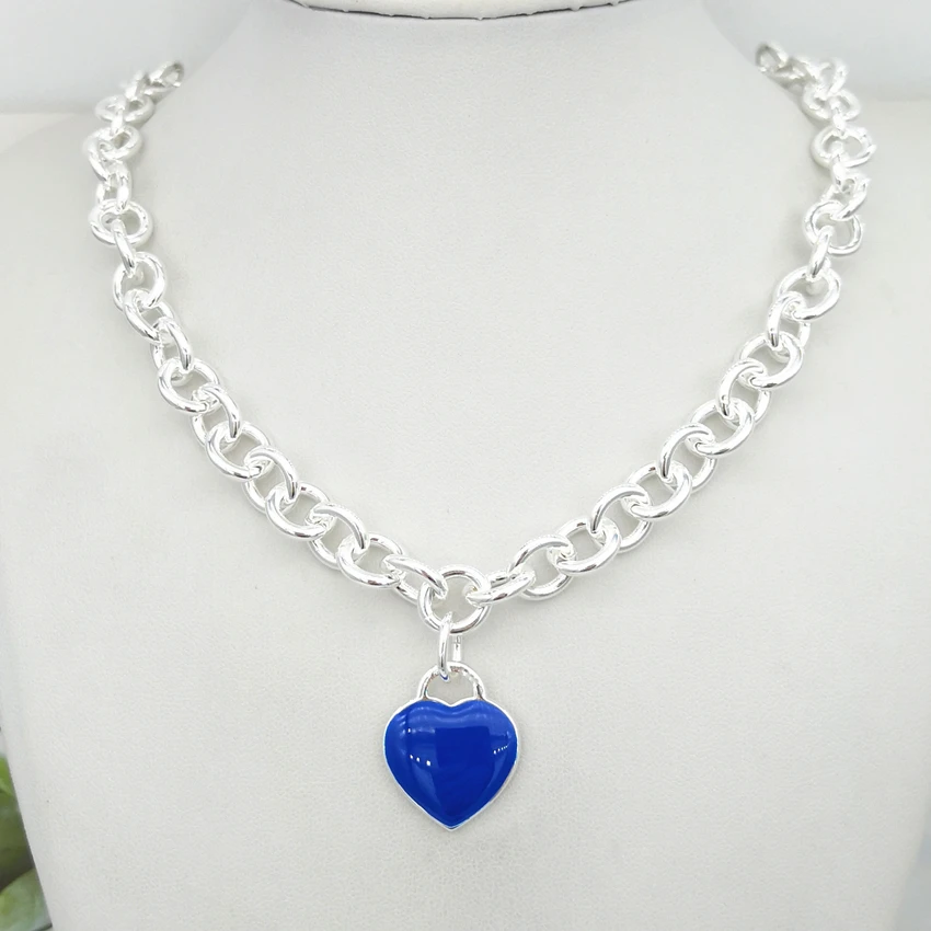 

Hot style elegant fashion lovers enamel hanging heart necklace