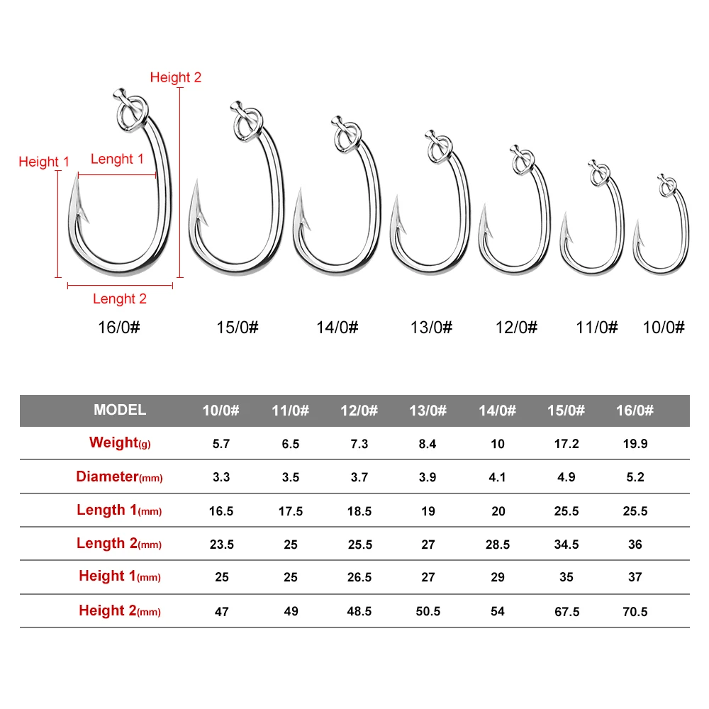 PROBEROS 3/5Pcs Saltwater Fishing Hooks Tuna 10/0-11/0-12/0-13/0-14/0-15/0-16/0# Stainless Steel Fishhooks Jigging | Спорт и