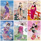 Картина с японским портретом, алмазная вышивка стразы, наборы для вышивки крестиком, мозаика 5D, алмазная живопись сделай сам, кимоно гейши, женщина