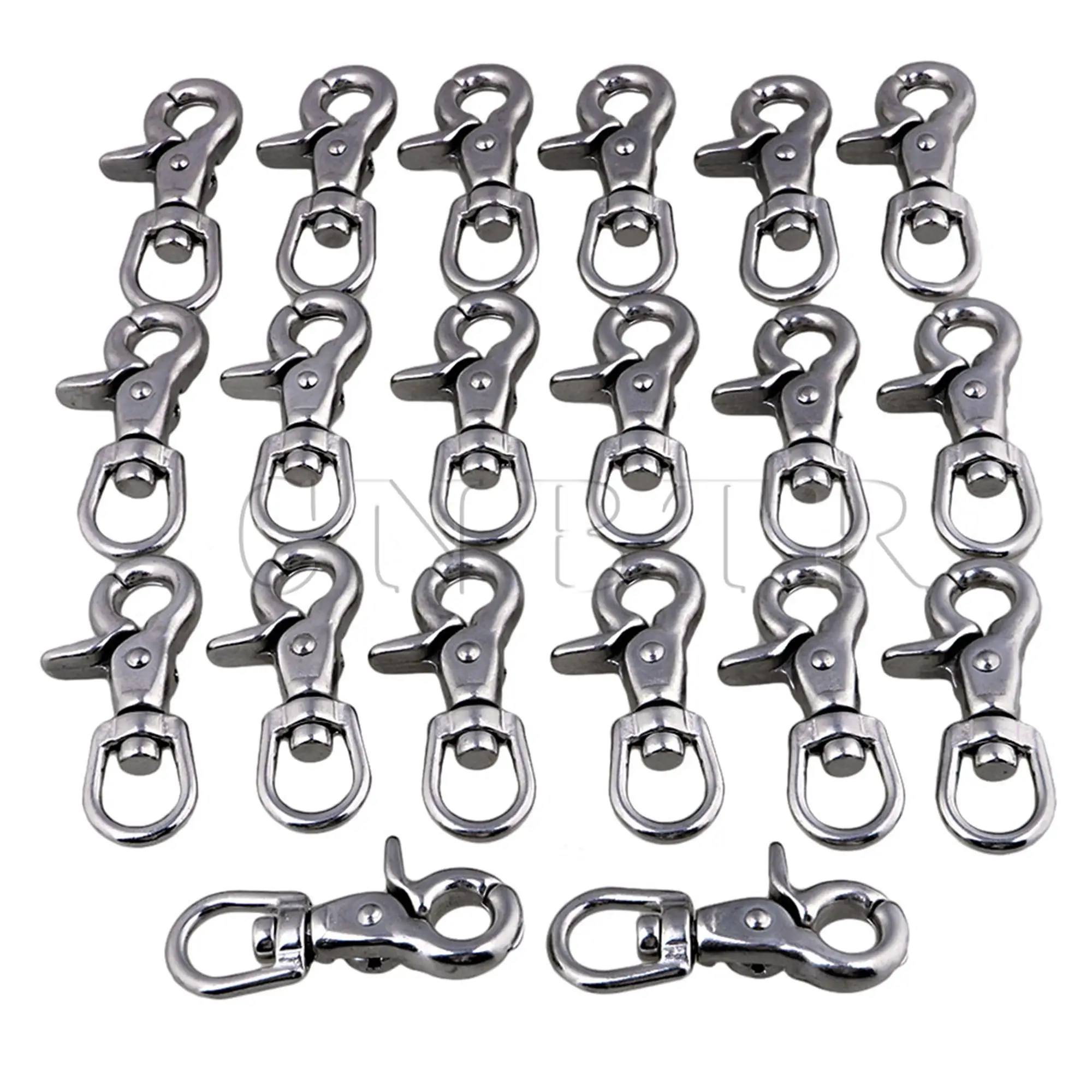 

CNBTR Silver 304 Stainless Steel Swivel Eye Lobster Clasps Clip Spring Fastener Pack of 20