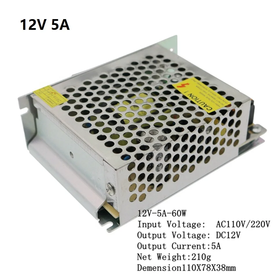 СВЕТОДИОДНЫЙ Алюминиевый адаптер питания для светодиодных лент AC110V/220V DC 5V 12V 24V 1A