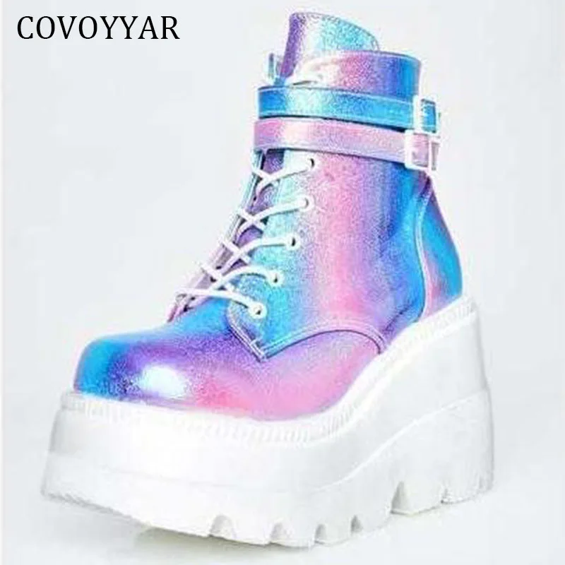 

COVOYYAR/обувь на не сужающемся книзу массивном каблуке; Женские ботильоны на танкетке; Сезон осень-зима; Женская модная повседневная обувь на в...