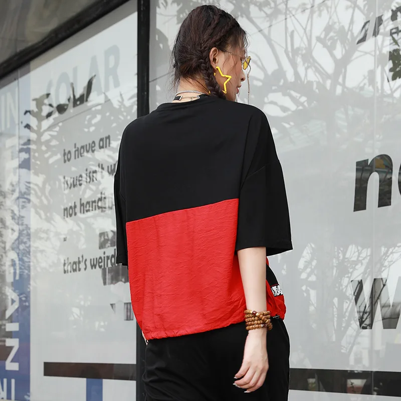 

Max LuLu Summer British Streetwear 2021 Ladies Black Loose Patchwork Tshirts Women Short Sleeve Punk Tees Girls Oversized Tops
