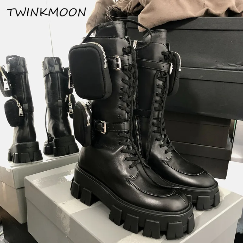 Ботинки в байкерском стиле из натуральной кожи женские ботильоны панк с