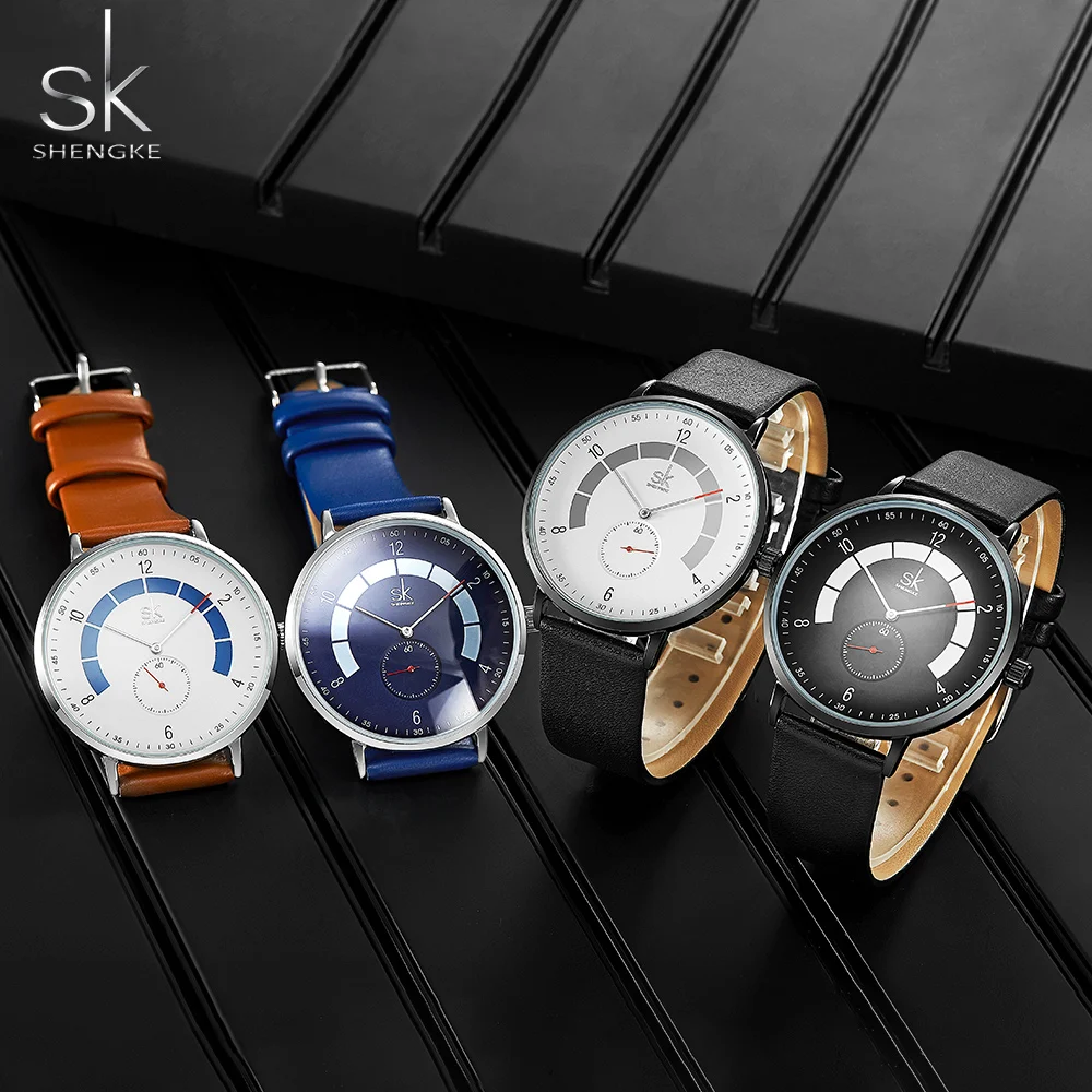 Shengke Men Watches Brand Men's Causal Waterproof Quartz Watch Leather Male Fashion Sport Wristwatch Relogio Masculino | Наручные