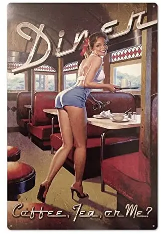 

AYLAODI 1pcs Pin Up Girl Tin Sign Plaque Metal Vintage Sexy Metal Sign Wall Decor for Bar Pub Club Man Cave Retro Signs Metal
