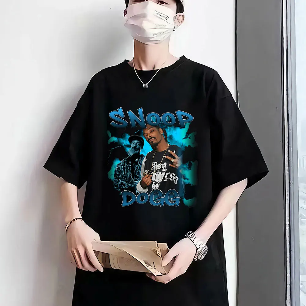 

2021 Summer Hot Sale Snoop Doggy Dogg Tee Shirt Bootleg Rap Tee Short Sleeve Unisex Black Vintage Style T Shirt Oversized Tops
