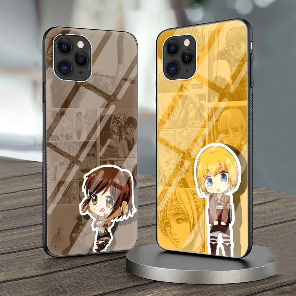 

Case for iPhone 11 Pro Shell for iPhone 12 Pro Max X XR XS 7 8 Plus SE 2020 Glass Funda Phone Cover Super cute Attack On Titan