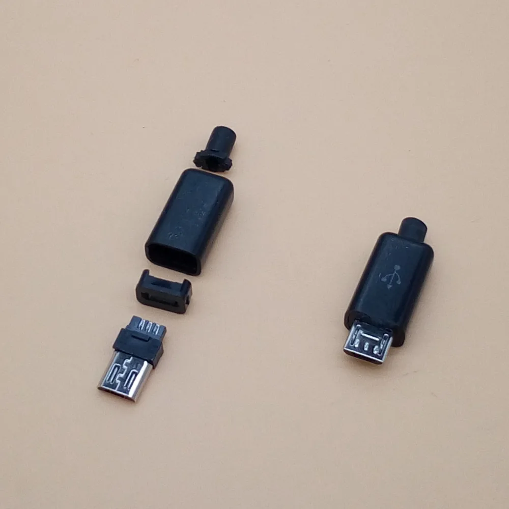 50 шт. DIY Micro USB 2 0 Тип B Мужской 5pin 4 части в 1 сборке Разъем гнездо провода/USB кабель